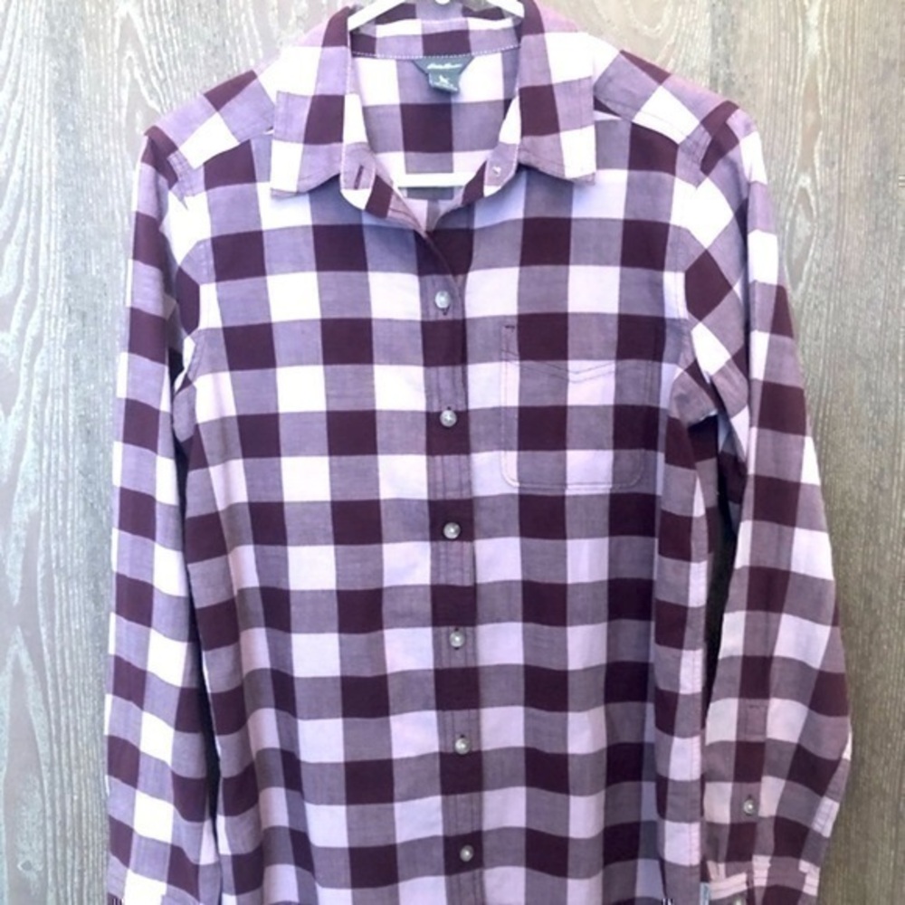 Eddie Bauer women’s button up plaid shirt
